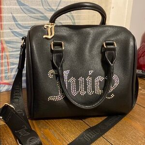 Juicy Couture Black Satchel with Sparkling Rhinestones